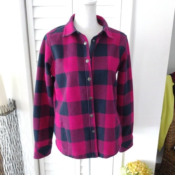 Orvis Teton jacket fleece lined buffalo check‎ long sleeve women's snap close M - Picture 1 of 8
